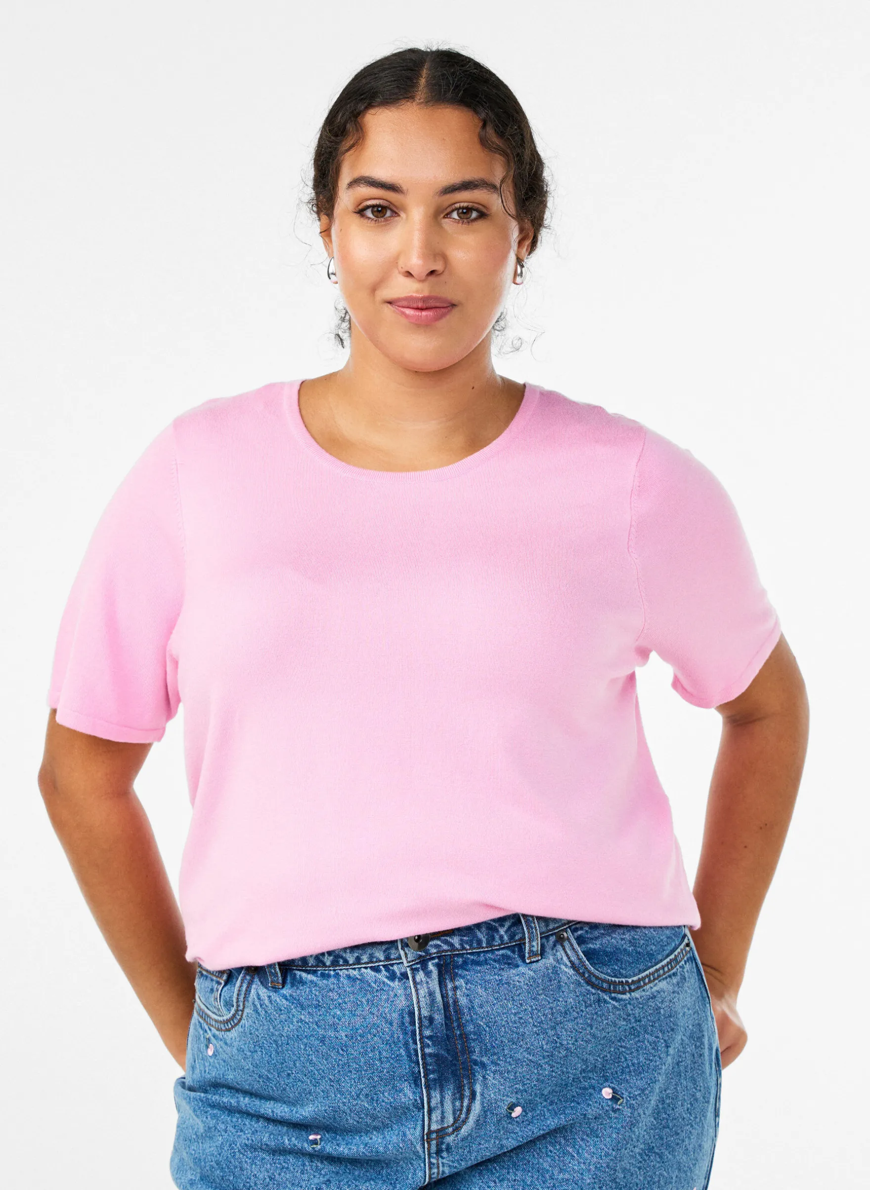 Kurzärmelige Strickbluse aus Viskose
