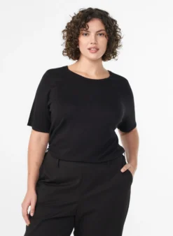 Kurzärmelige Strickbluse aus Viskose
