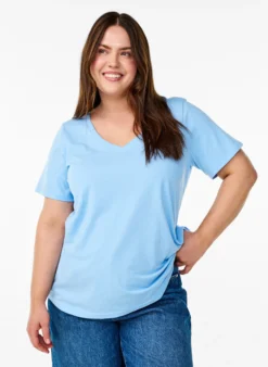 Kurzärmeliges T-Shirt mit V-Ausschnitt