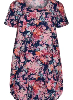 Kurzärmliges Baumwollkleid mit Aufdruck