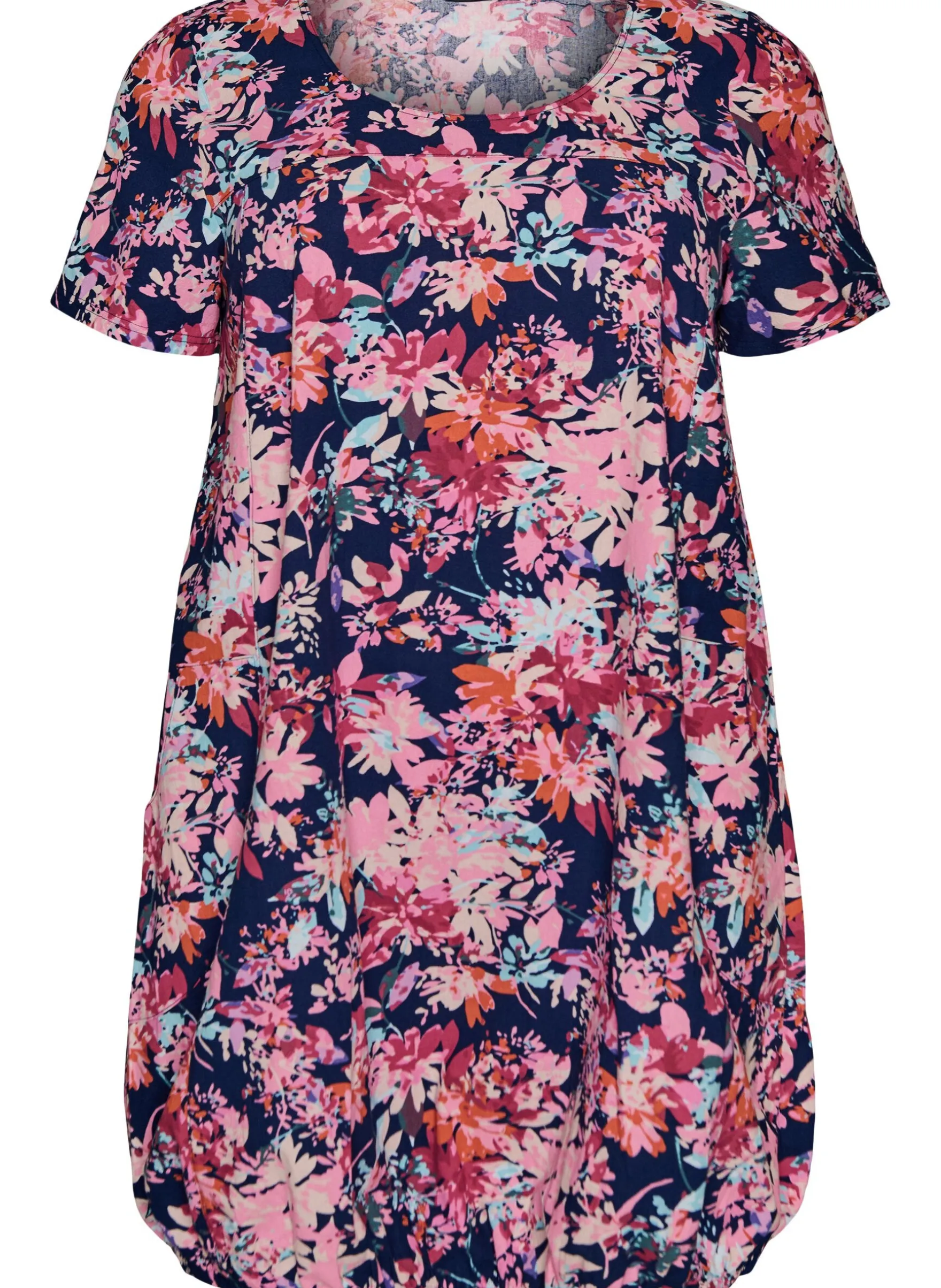 Kurzärmliges Baumwollkleid mit Aufdruck