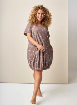 Kurzärmliges Baumwollkleid mit Aufdruck