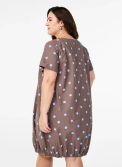 Kurzärmliges Baumwollkleid mit Aufdruck