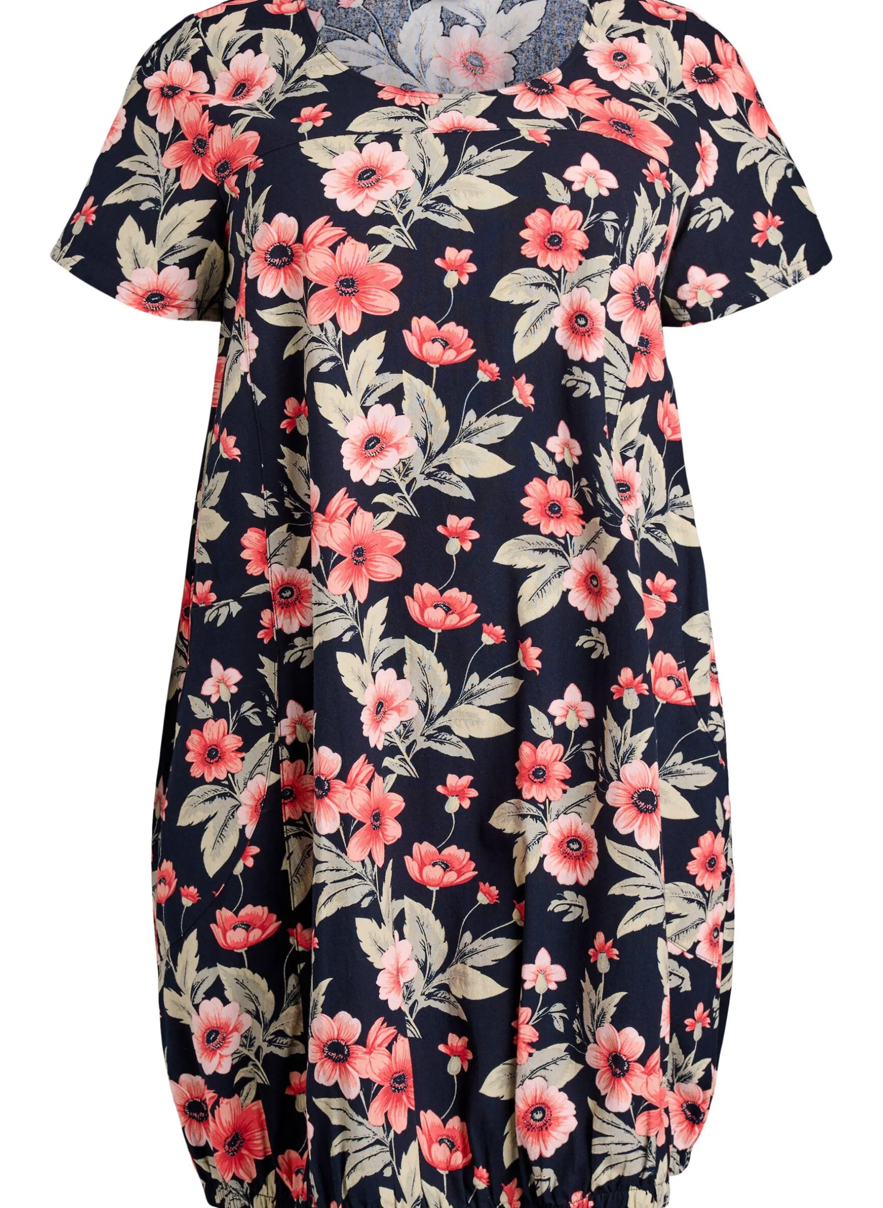 Kurzärmliges Baumwollkleid mit Print