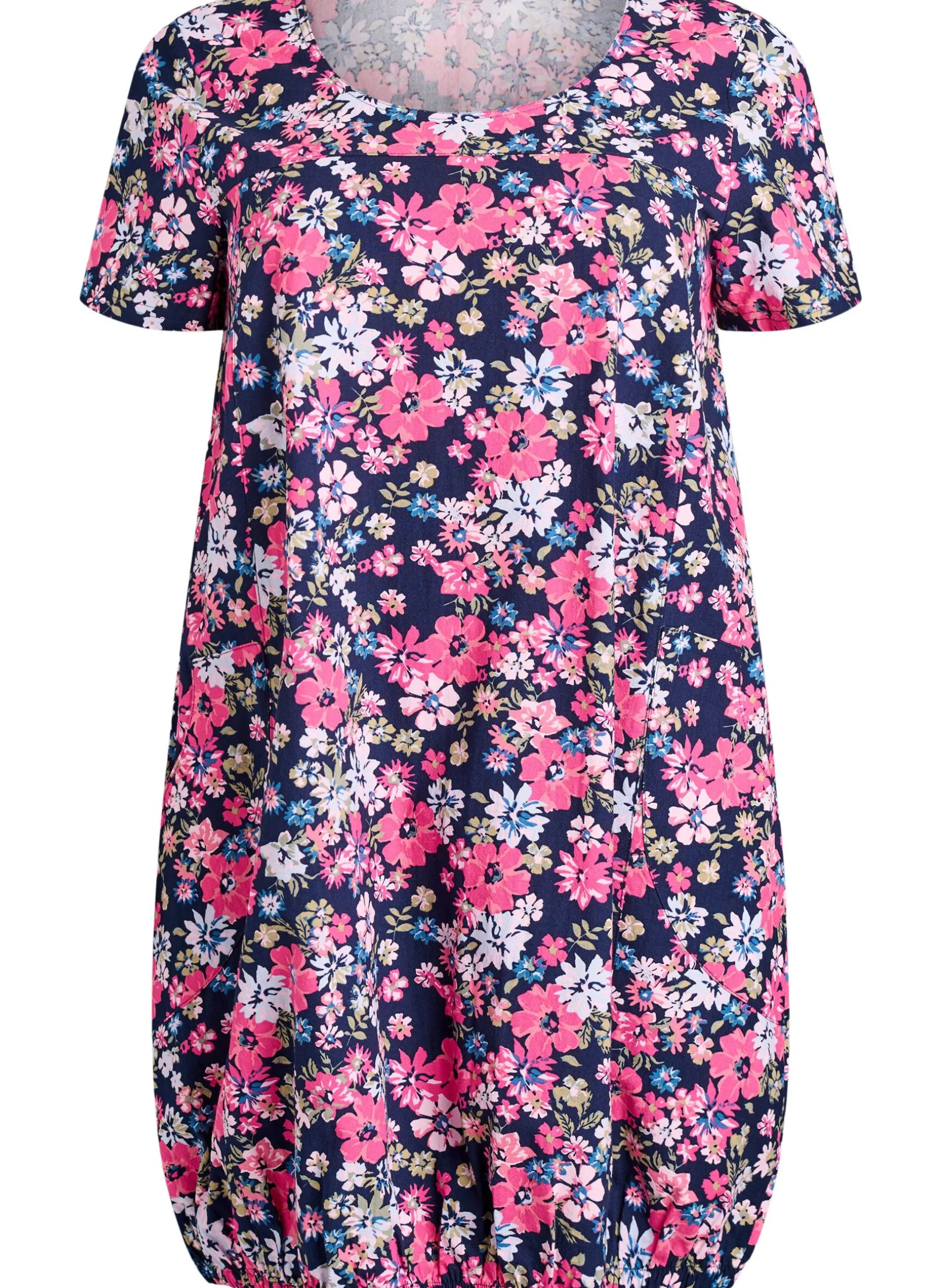 Kurzärmliges Baumwollkleid mit Print