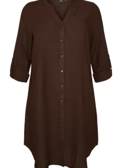 Lange Bluse aus Leinen und Viskose