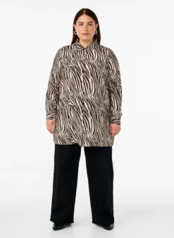 Lange Bluse mit Zebraprint