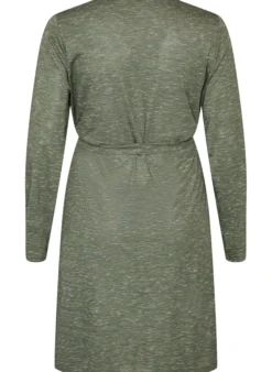 Lange Jersey-Strickjacke mit Bindegürtel