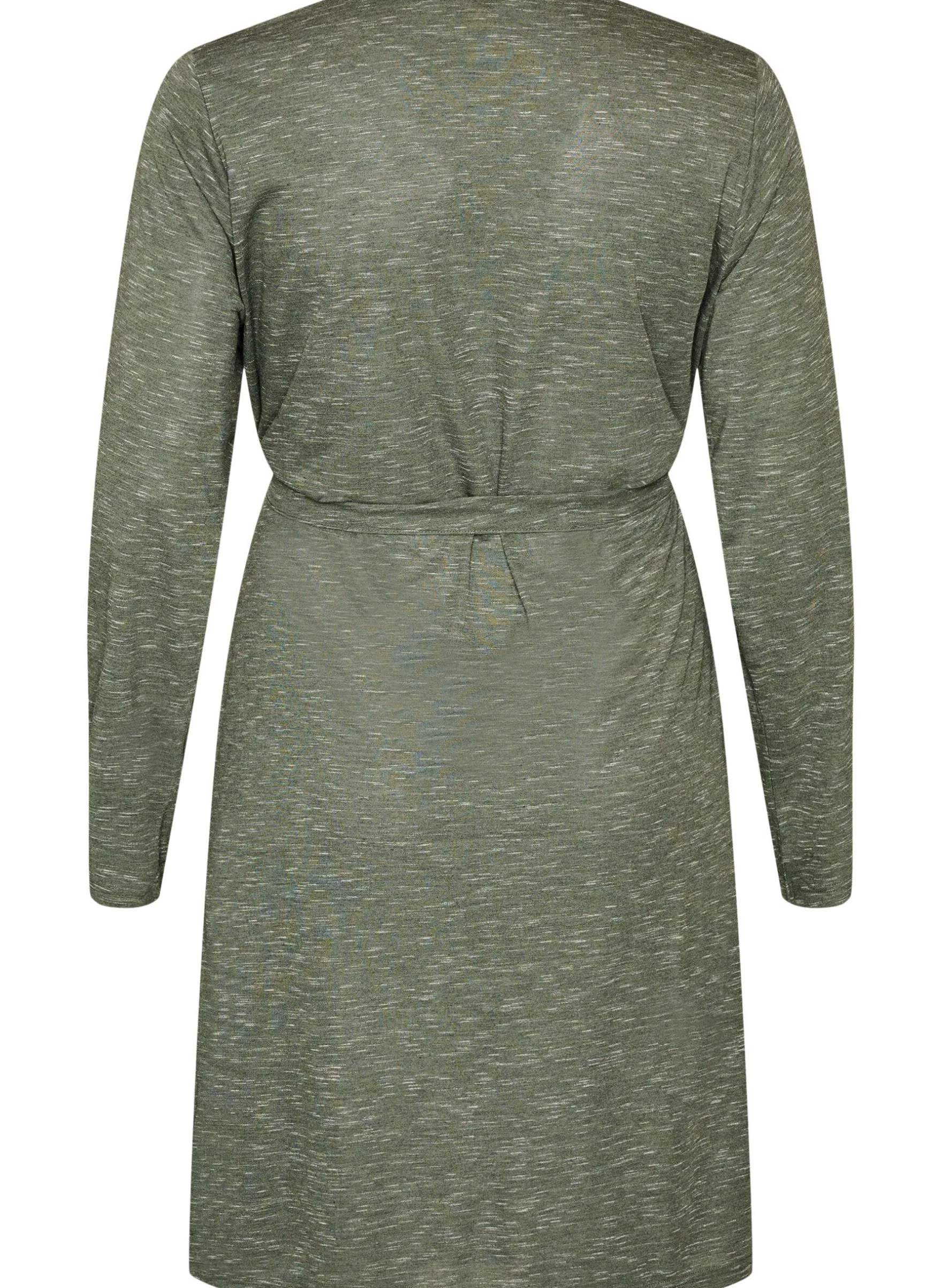 Lange Jersey-Strickjacke mit Bindegürtel