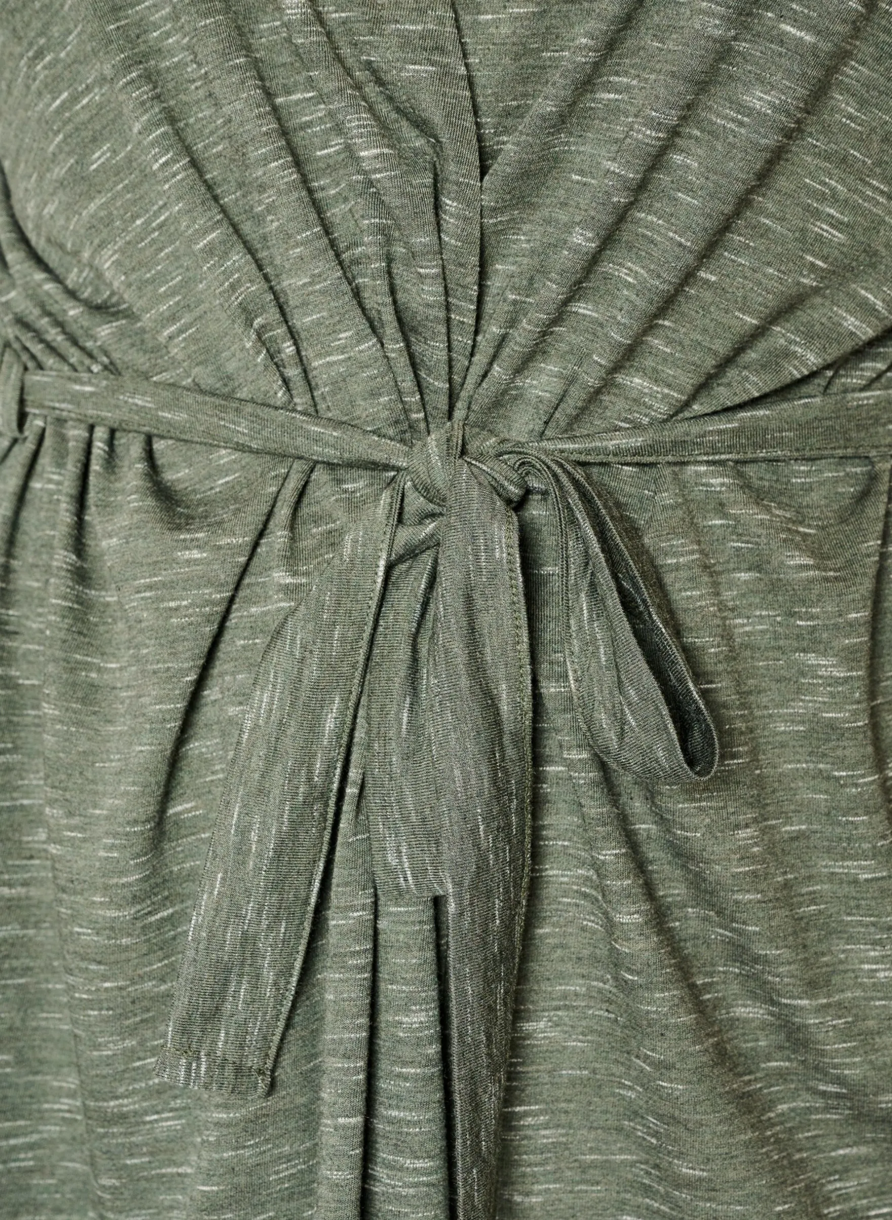 Lange Jersey-Strickjacke mit Bindegürtel