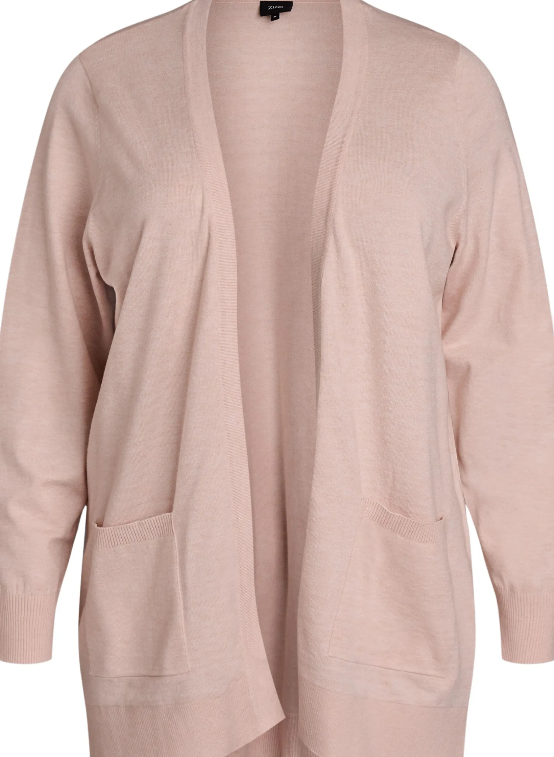 Lange offene Strickjacke mit Taschen
