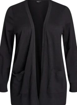 Lange offene Strickjacke mit Taschen