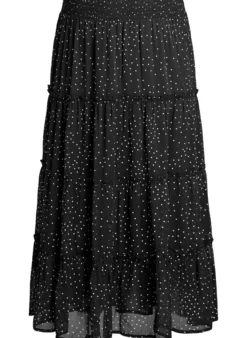 Langer A-Linien-Rock aus Chiffon mit Polka Dots