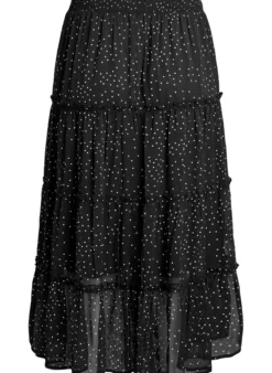 Langer A-Linien-Rock aus Chiffon mit Polka Dots