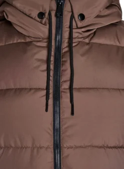 Langer Weste mit Kapuze und Taschen