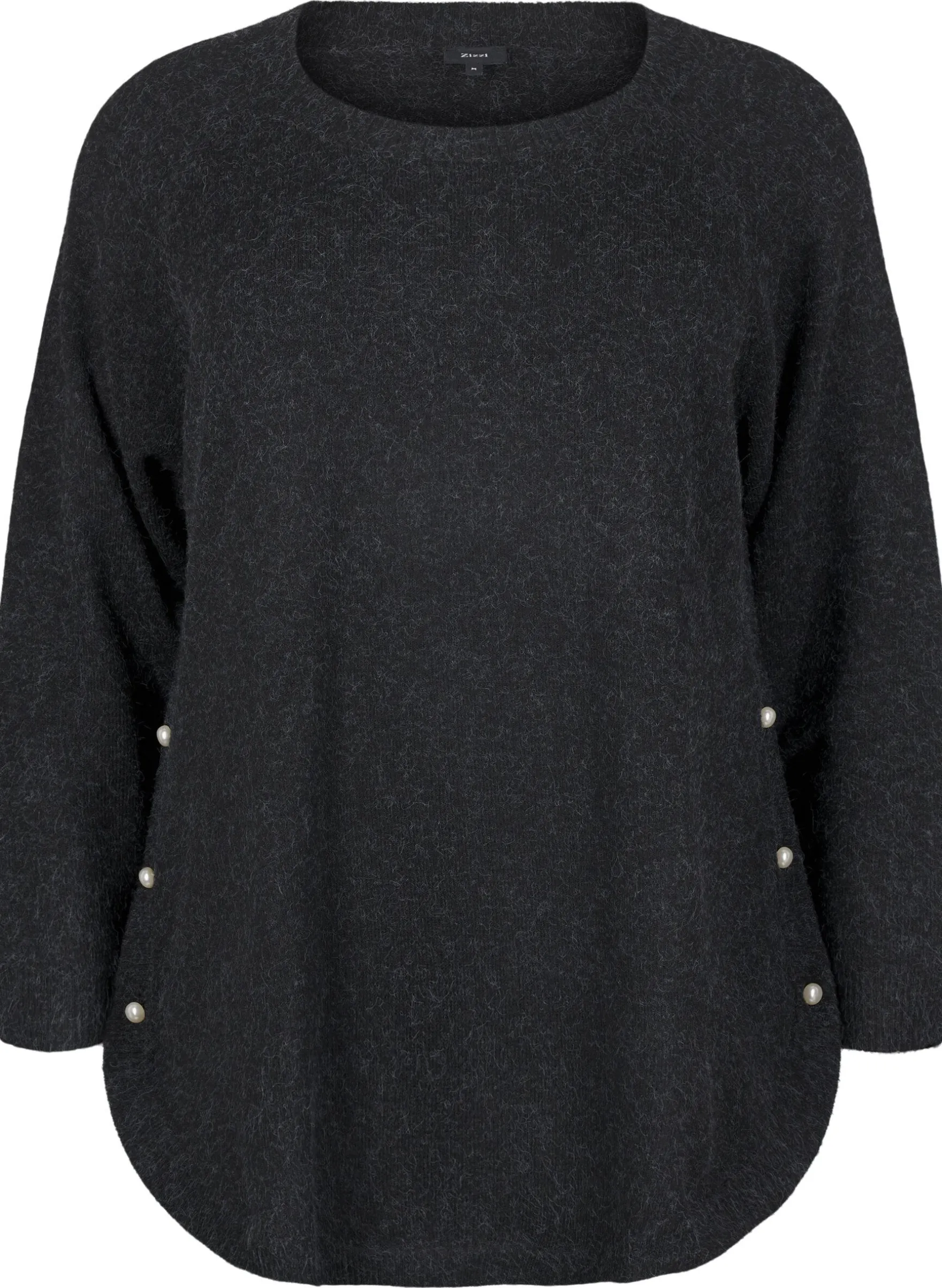 Lange Strickbluse mit Kugelknöpfen