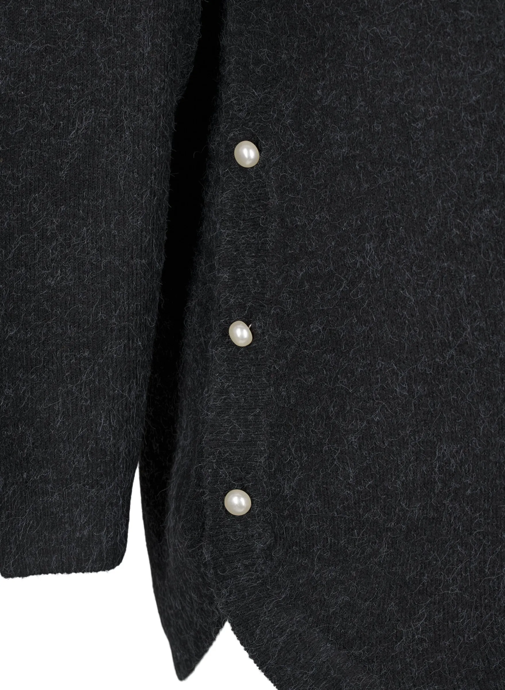 Lange Strickbluse mit Kugelknöpfen
