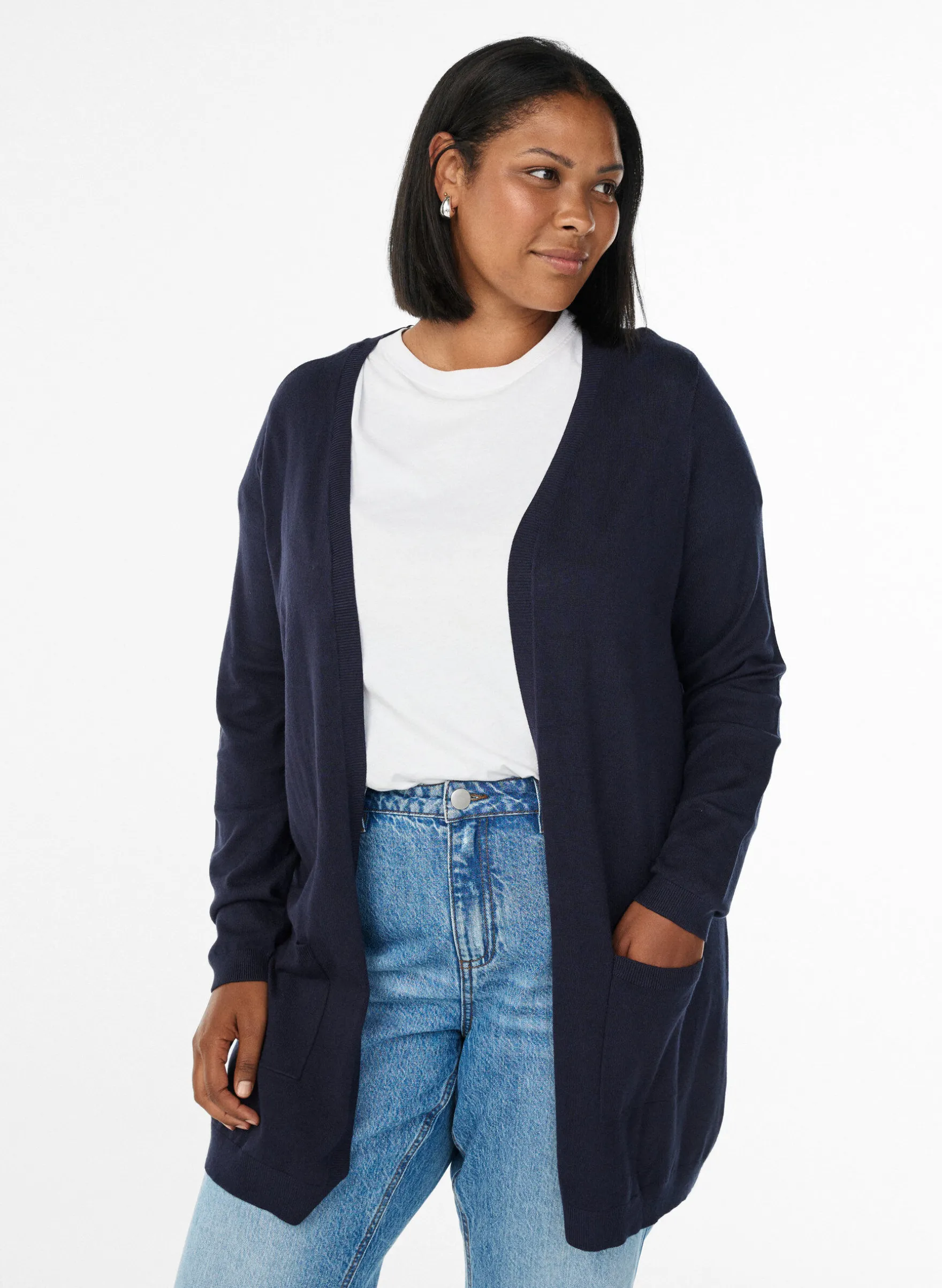 Lange Strickjacke aus einer Viskosemischung