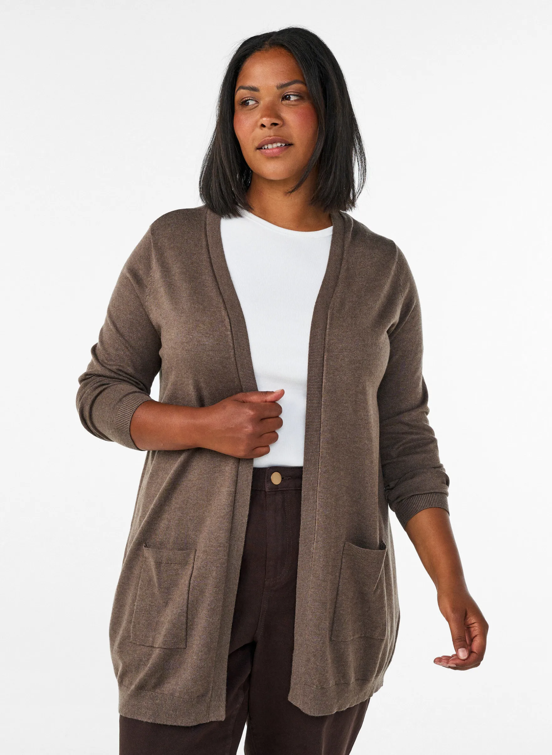 Lange Strickjacke aus einer Viskosemischung
