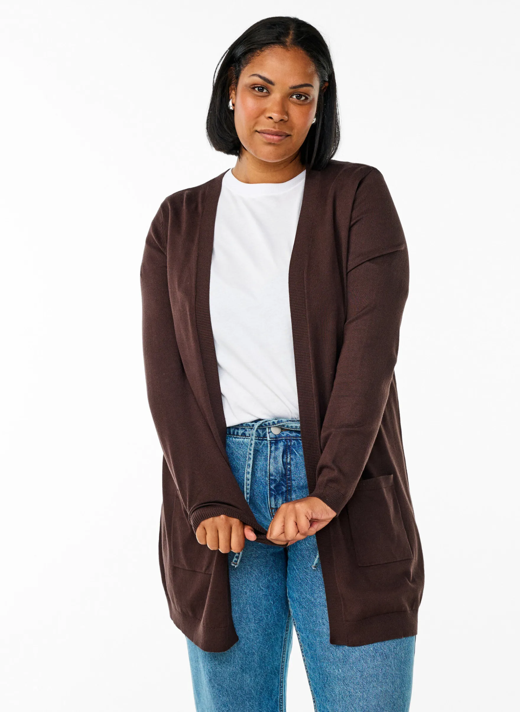 Lange Strickjacke aus Viskose-Mischung