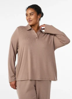 Langärmelige Bluse aus Jersey mit Kragen