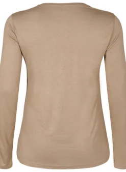 Langärmelige Bluse aus Wolle und Viskose