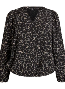 Langärmelige Bluse mit Blumenstickerei