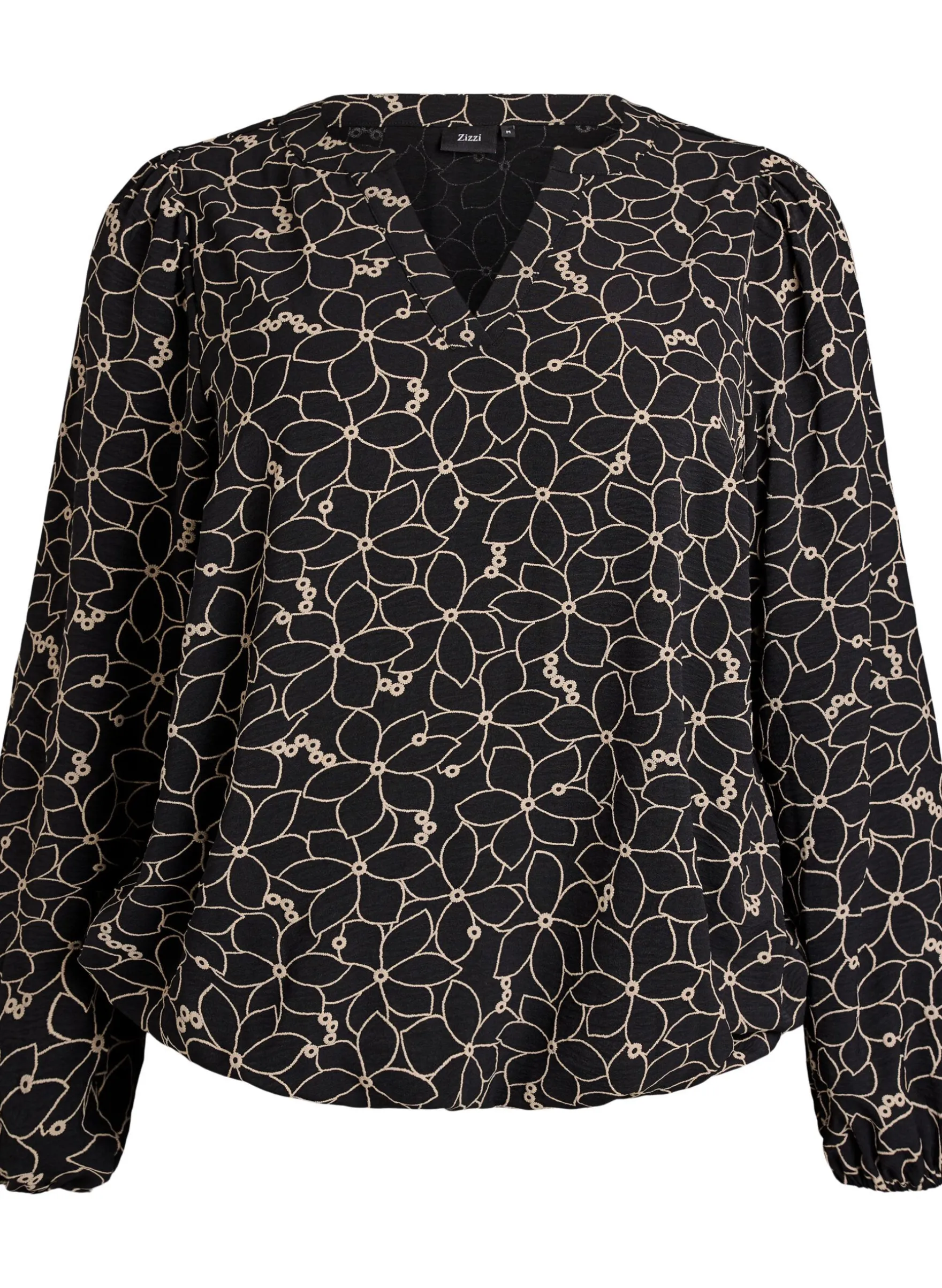 Langärmelige Bluse mit Blumenstickerei