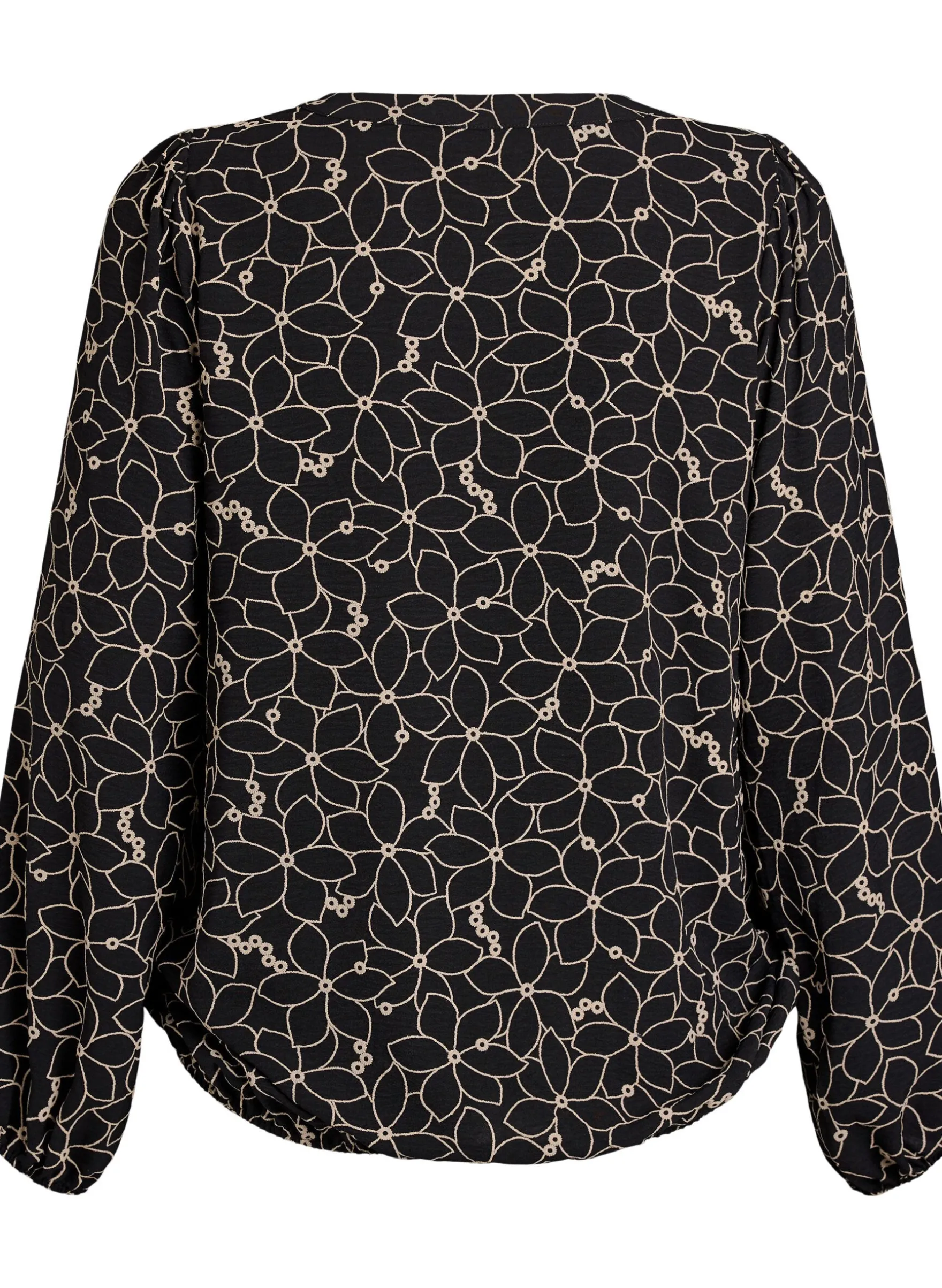 Langärmelige Bluse mit Blumenstickerei