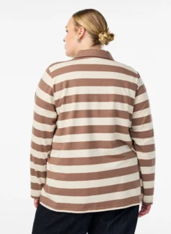 Langärmeliges Poloshirt mit breiten Streifen