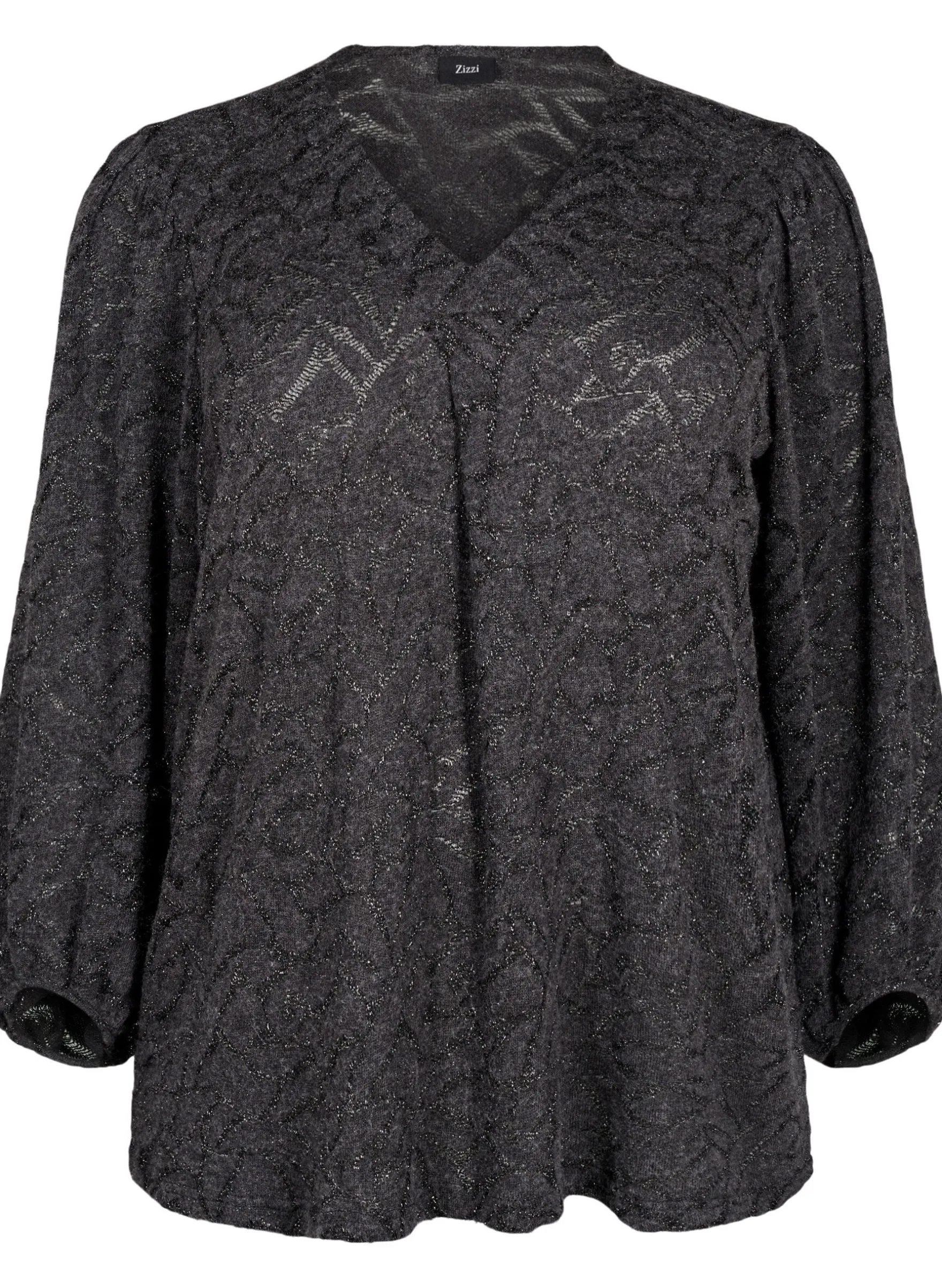 Langärmlige Bluse mit Glitzer und Muster