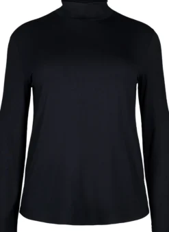 Langärmlige Bluse mit hohem Kragen