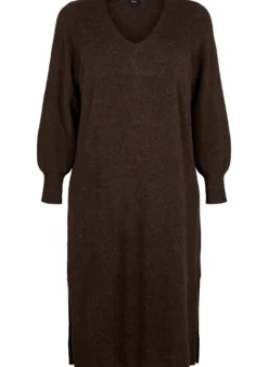 Langärmliges Strickkleid mit V-Ausschnitt