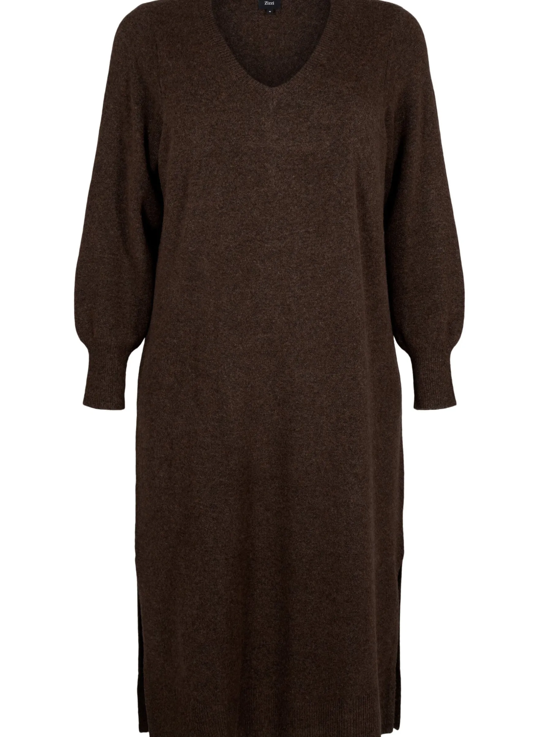 Langärmliges Strickkleid mit V-Ausschnitt