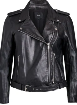 Leder-Bikerjacke mit Gürtel