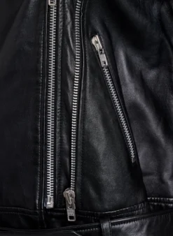 Leder-Bikerjacke mit Gürtel