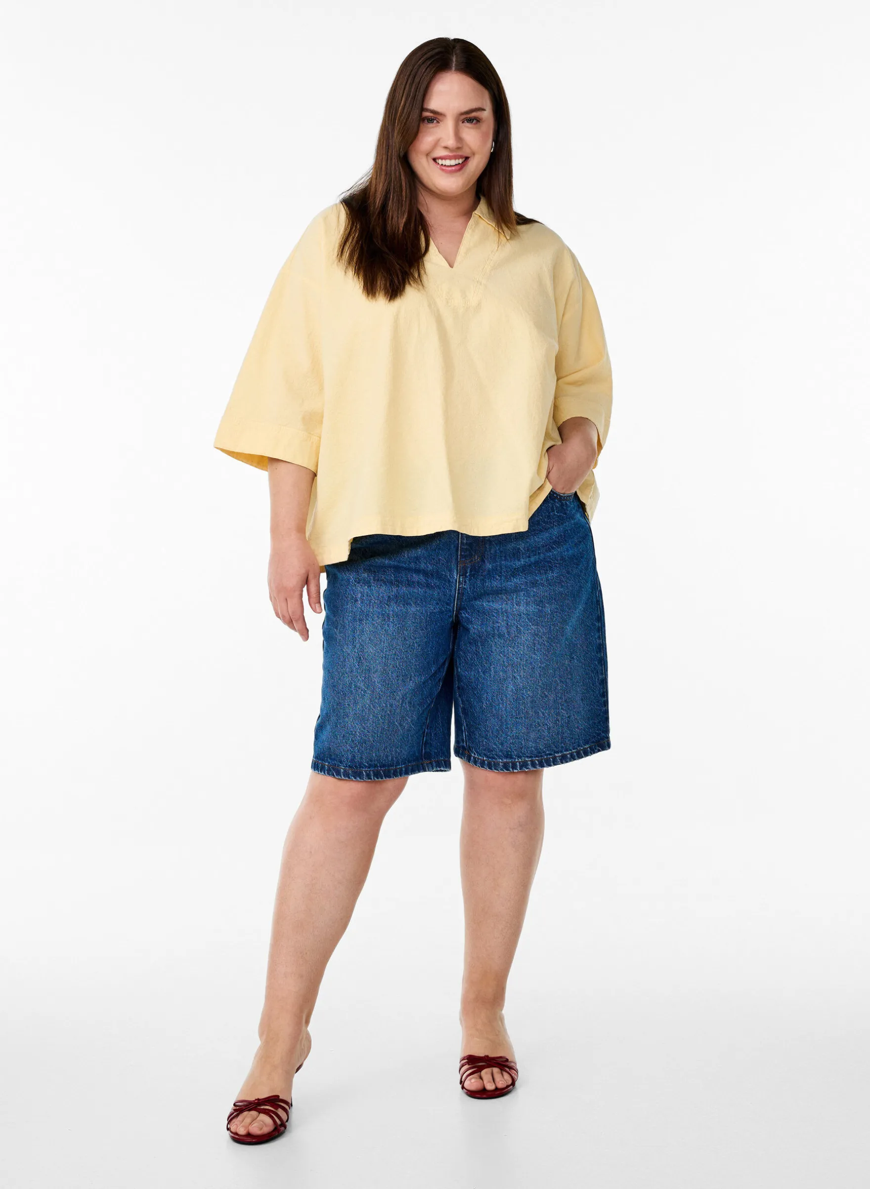 Lockere Bluse mit Kragen und 1/2 Ärmeln
