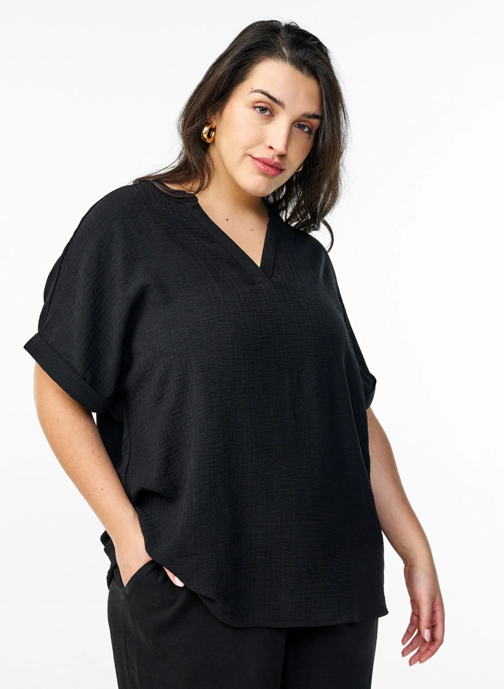Lockere Bluse mit kurzen Ärmeln