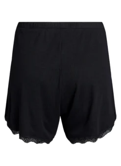 Lockere Nachtshorts aus geripptem Material mit Spitzensaum
