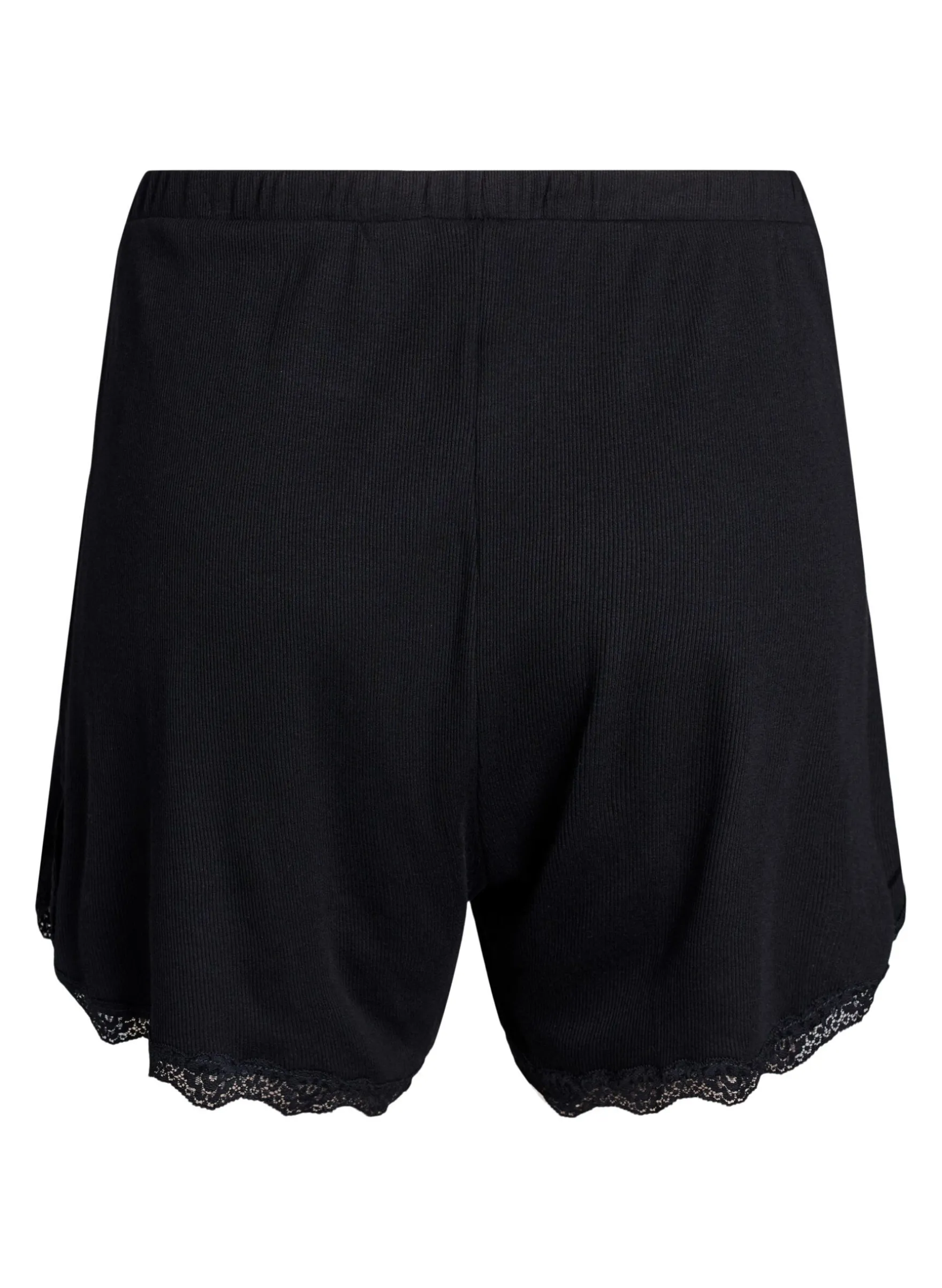 Lockere Nachtshorts aus geripptem Material mit Spitzensaum
