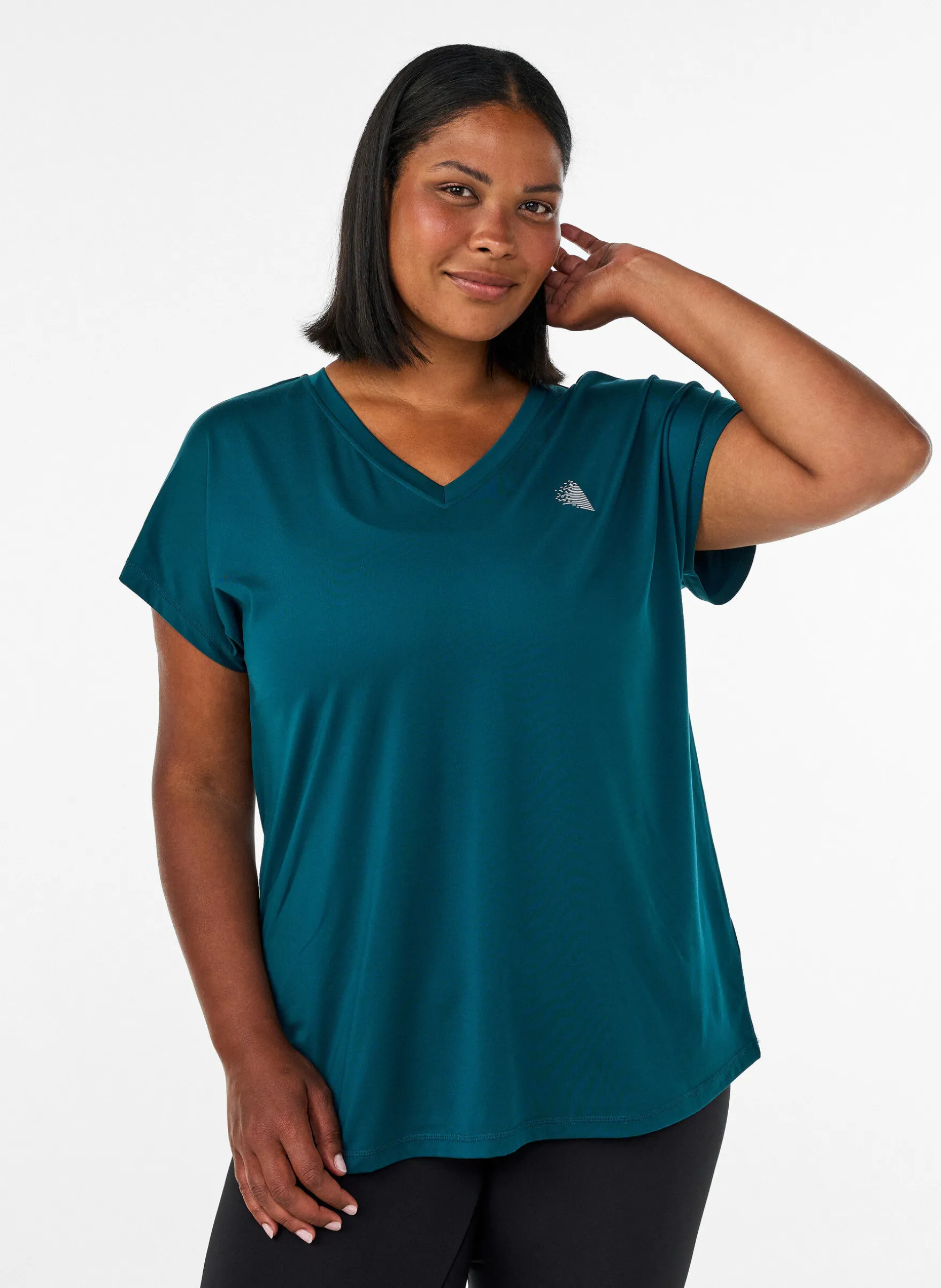 Lockeres Trainings-T-Shirt mit V-Ausschnitt
