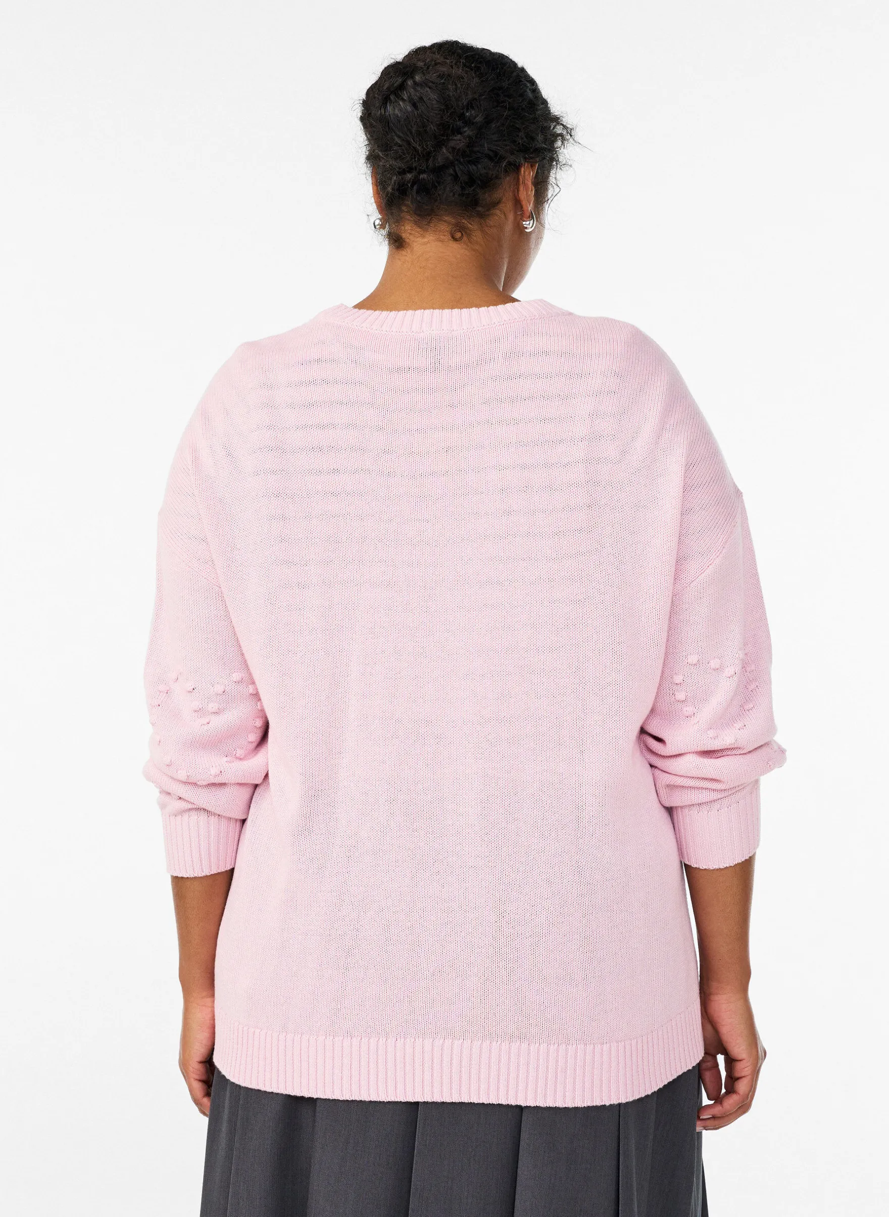 Lockere Strickbluse mit Herzmuster