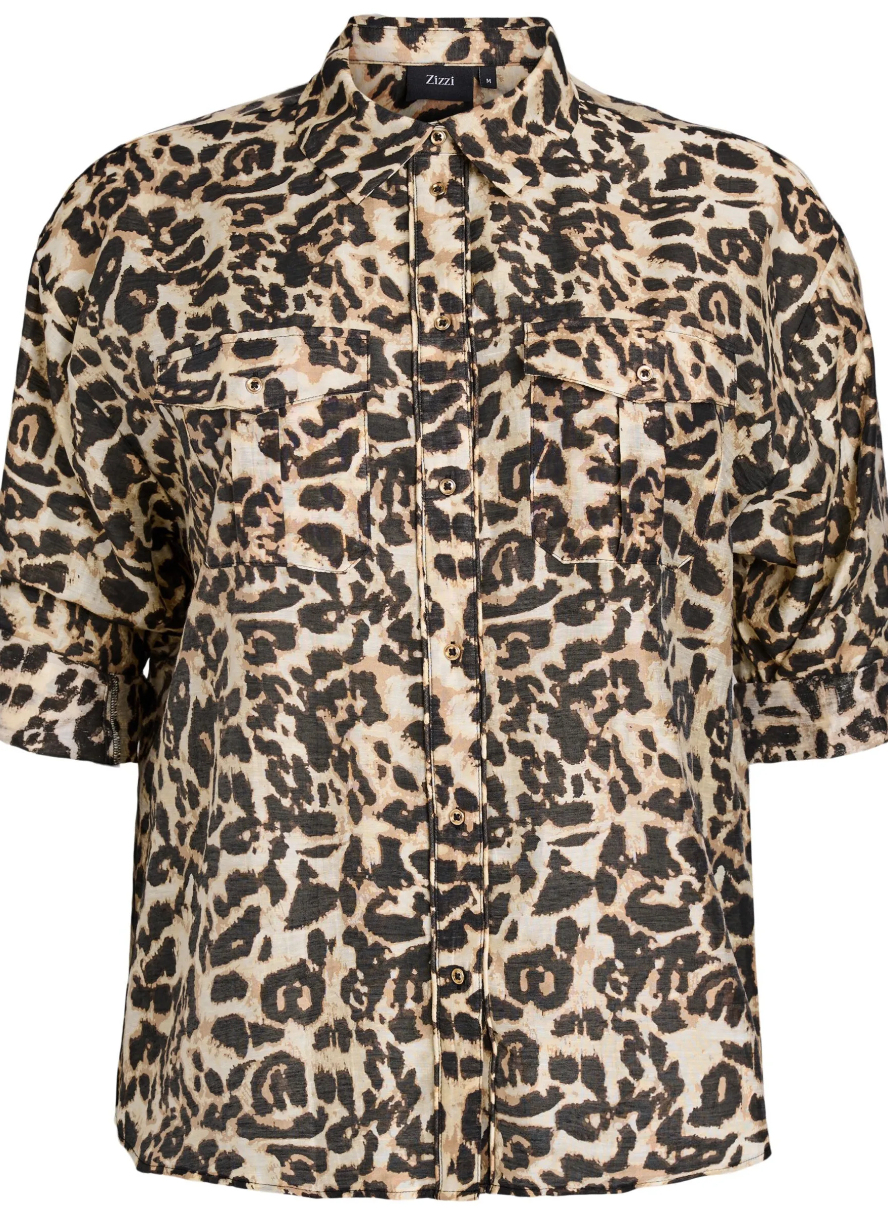 Locker sitzendes Shirt mit Tierprint und Brusttaschen