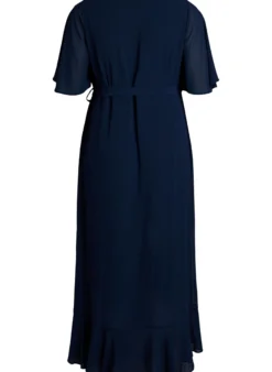 Maxikleid aus Chiffon mit V-Ausschnitt und Rüschensaum