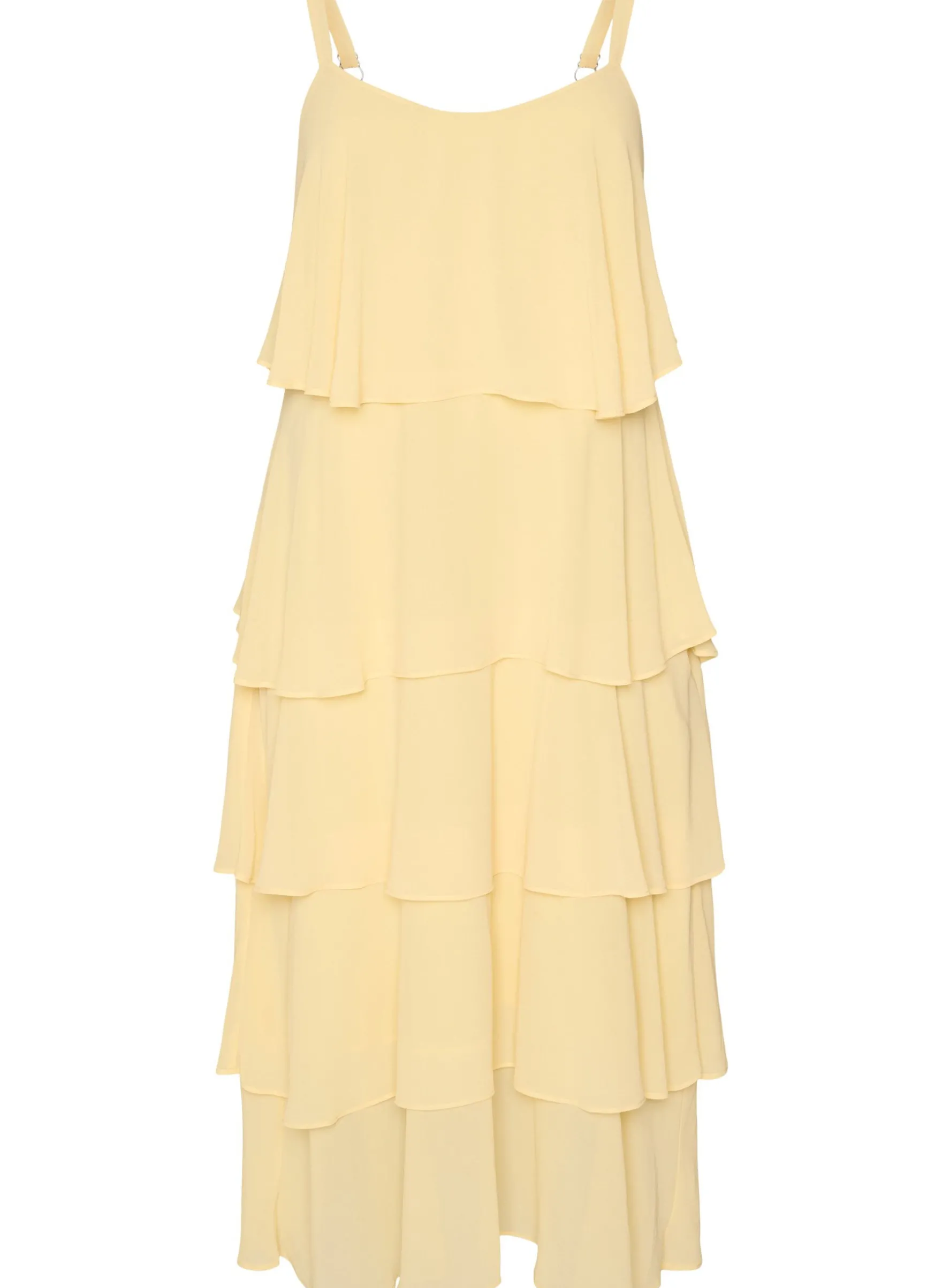 Maxikleid mit Rüschen-Volants und abnehmbarem Cape