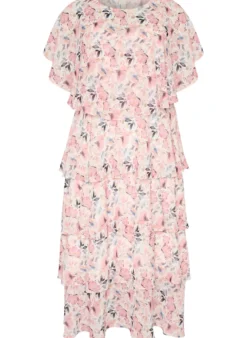 Maxikleid mit Rüschen-Volants und abnehmbarem Cape