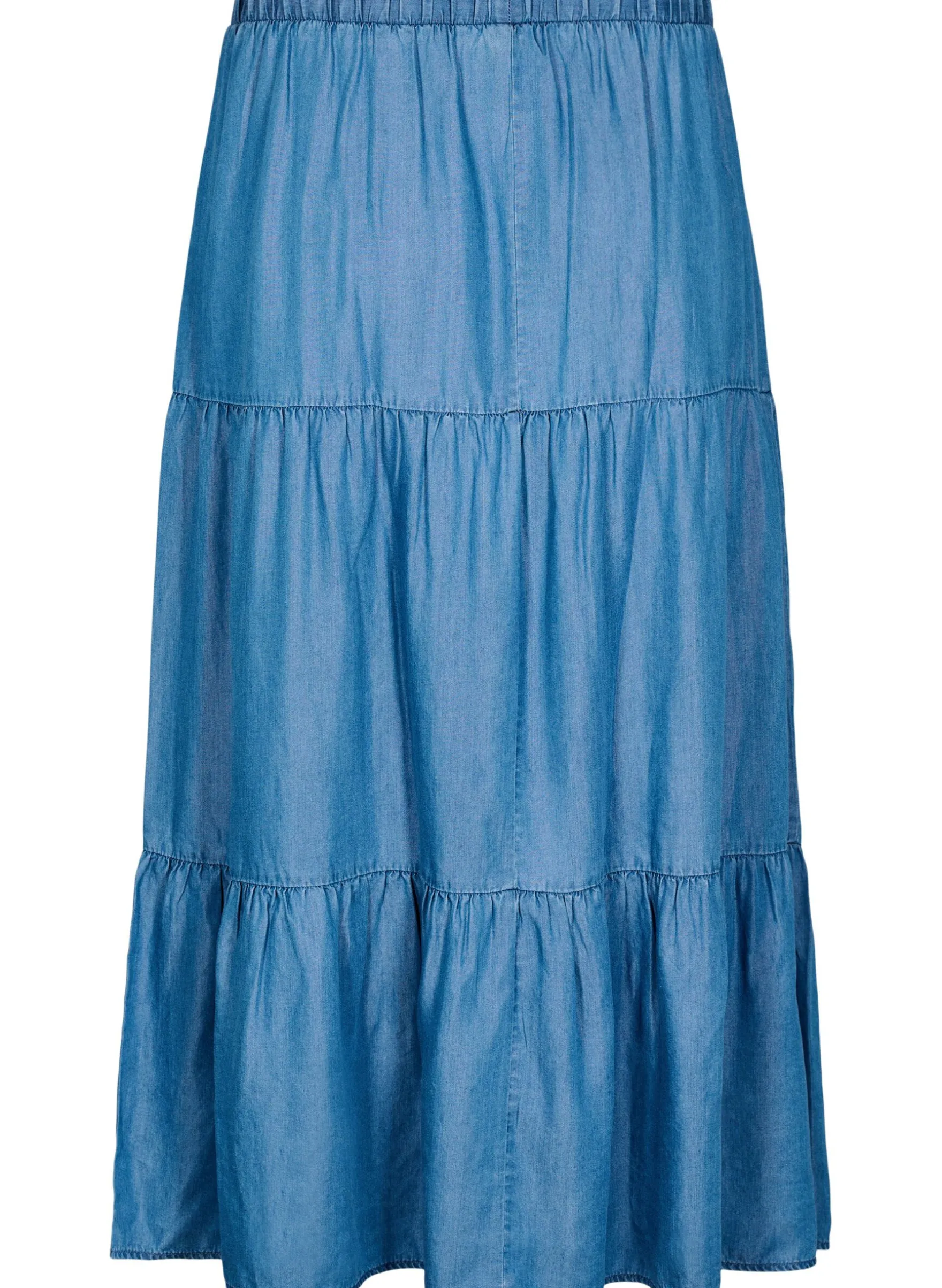 Maxirock aus Denim mit Rüschen