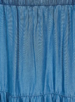 Maxirock aus Denim mit Rüschen