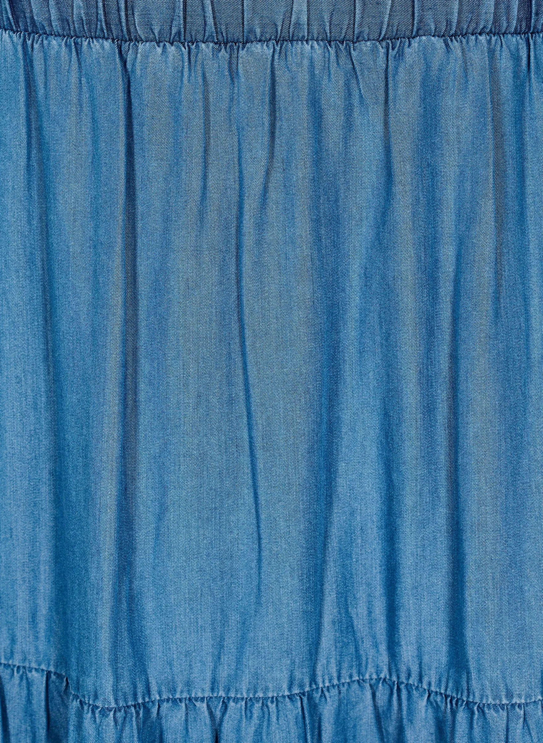 Maxirock aus Denim mit Rüschen