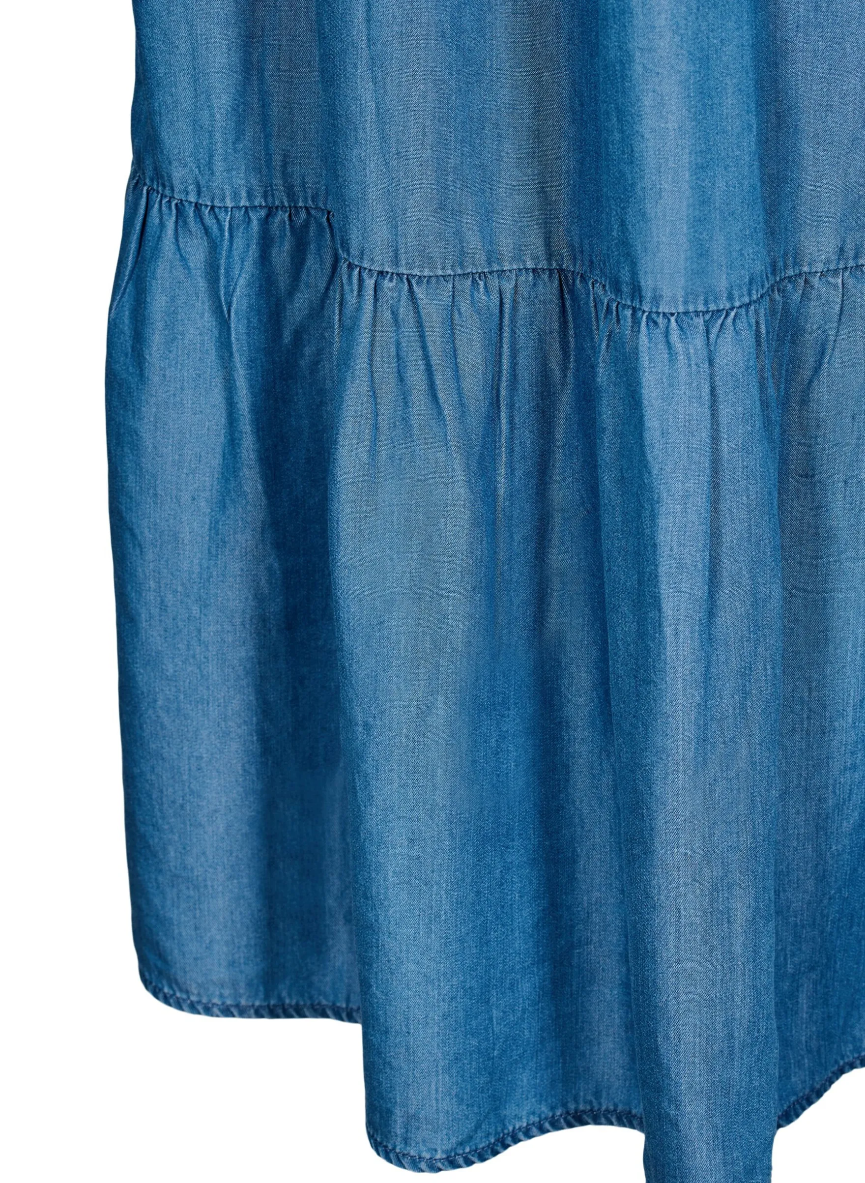 Maxirock aus Denim mit Rüschen